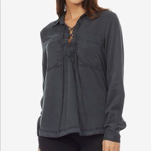 Faded lace up blouse